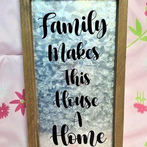 wood sign with galvanized background